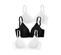 Bralette-BH PETITE FLEUR Gr. 80, Cup AA, schwarz-weiß (2 x weiß, 1 schwarz) Damen BHs Triangel-BH Bügelloser-BH BH-Set BH (510000-80) 2 x weiß, 1 x schwarz