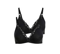Bralette-BH PETITE FLEUR, Damen, Gr. 70, Cup C, schwarz (2xschwarz), Spitze, Obermaterial: 90% Baumwolle, 5% Elasthan, 5% Polyamid, BHs BH BH-Set Teenie-BH Wäsche, ohne Bügel aus Baumwolle mit Spitze 