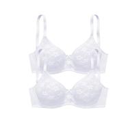 Minimizer-BH PETITE FLEUR, Damen, Gr. 85, Cup E, weiß (2x weiß), Spitze, Obermaterial: 85% Polyamid, 15% Elasthan, BHs Minimizer-BH, mit Bügel im attraktiven Doppelpack (79465958-85) 2x weiß