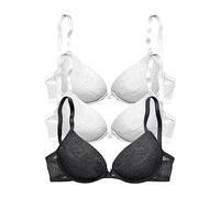 Push-up-BH, Damen, Gr. 75, Cup C, bunt (weiß, rosé, brombeer), Spitze, Obermaterial: 64% Baumwolle, 31% Polyamid, 5% Elasthan, PETITE FLEUR BY LASCANA, BHs Push-up-BH, mit Bügel und herausnehmbaren Ki