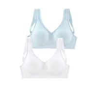 Soft-BH, Damen, Gr. 85, Cup E, blau (hellblau, weiß), Jersey, Obermaterial: 85% Baumwolle, 10% Polyamid, 5% Elasthan, PETITE FLEUR BY LASCANA, Basic, BHs Soft-BH, ohne Bügel, aus Baumwoll-Qualität mit