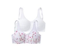 Entlastungs-BH, Damen, Gr. 80, Cup C, weiß (bedruckt, weiß), Microtouch, Obermaterial: 70% Polyamid, 30% Elasthan, PETITE FLEUR BY LASCANA, BHs BH BH-Set Unterwäsche Entlastungs-BH Mieder-BH Bügellose