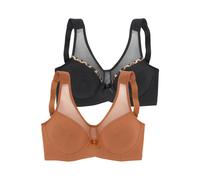 Entlastungs-BH PETITE FLEUR, Damen, Gr. 90, Cup B, orange (schwarz, terracotta), Microtouch, Obermaterial: 75% Polyamid, 25% Elasthan, Basic, eng, BHs, ohne Bügel mit modischem, transparenten Mesh Ein