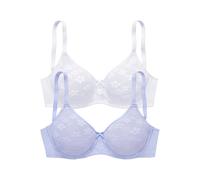 Minimizer-BH, Damen, Gr. 85, Cup C, blau (hellblau, weiß), Spitze, Obermaterial: 85% Polyamid, 15% Elasthan, PETITE FLEUR BY LASCANA, BHs Minimizer-BH, mit Bügel im attraktiven Doppelpack (89702752-85