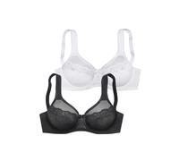 petite fleur Minimizer-BH, im attraktiven Doppelpack 90, Cup D schwarz Damen Minimizer-BH Tagwäsche Wäsche 90, Cup D schwarz, weiß