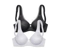 Minimizer-BH PETITE FLEUR, Damen, Gr. 90, Cup E, schwarz-weiß (weiß, schwarz), Spitze, Obermaterial: 85% Polyamid, 15% Elasthan, BHs Minimizer-BH, in schimmernder Optik (73926460-90) weiß, schwarz