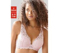 Push-up-BH, Damen, Gr. 85, Cup B, rosa (rosenholz, rosé), Spitze, Obermaterial: 60% Polyamid, 35% Polyester, 5% Elasthan, PETITE FLEUR BY LASCANA, BHs Push-up-BH, in High Apex Schnittform, Dessous (42