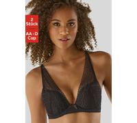 Push-up-BH, Damen, Gr. 90, Cup D, schwarz (schwarz, weiß), Microtouch, Obermaterial: 60% Polyamid, 35% Polyester, 5% Elasthan, PETITE FLEUR BY LASCANA, BHs Push-up-BH, in modischem High-Apex Schnitt (