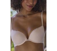 Push-up-BH PETITE FLEUR, Damen, Gr. 80, Cup B, beige (weiß, puder), Mesh, Obermaterial: 80% Polyamid, 20% Elasthan, BHs Push-up-BH, aus süßem Herzchen-Mesh mit edlen Spaghettiträgern, sexy Dessous (89