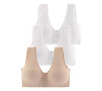 Soft-BH PETITE FLEUR "Comfort Day & Night Bra", Damen, Gr. 95, Cup B/C/D, weiß (2xweiß, puder), Obermaterial: 57% Baumwolle, 38% Polyester, 5% Elasthan, Basic, BHs Soft-BH, ohne Bügel mit Vorderversch
