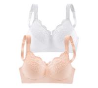 Soft-BH PETITE FLEUR, Damen, Gr. 110, Cup G, orange (pfirsich, weiß), Jersey, Obermaterial: 60% Polyamid, 29% Baumwolle, 11% Elasthan, BHs Soft-BH, ohne Bügel mit Komfortträgern (60618139-110) pfirsic
