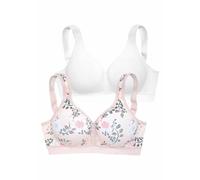 Soft-BH PETITE FLEUR, Damen, Gr. 75, Cup E, rosa (rosé, bedruckt, weiß), Jersey, Obermaterial: 90% Baumwolle, 10% Elasthan, BHs Soft-BH, ohne Bügel aus sanfter Baumwolle, Topseller (296675-75) rosé, b