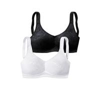 Soft-BH PETITE FLEUR, Damen, Gr. 85, Cup D, schwarz-weiß (schwarz, weiß), Spitze, Obermaterial: 89% Polyamid, 11% Elasthan, BHs Soft-BH, ohne Bügel aus glänzendem Jacquard im Animal-Design - große Grö