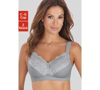 Soft-BH, Damen, Gr. 80, Cup D, weiß (silber, weiß), Jersey, Obermaterial: 60% Polyamid, 29% Baumwolle, 11% Elasthan, PETITE FLEUR BY LASCANA, BHs Soft-BH, ohne Bügel mit Komfortträgern - auch ideal fü