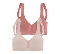 Entlastungs-BH "BH ohne Bügel, Baumwoll BH", Damen, Gr. 75, Cup D, rosa (terra, puder), Trikot, Obermaterial: 95% Baumwolle, 5% Elasthan, PETITE FLEUR BY LASCANA, BHs Entlastungs-BH, mit breiten Träge