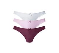 String PETITE FLEUR, Damen, Gr. 44/46, 3 Stk., rot (weiß, rosé, brombeer), Microfaser, Obermaterial: 86% Polyamid, 14% Elasthan, körpernah, Unterhosen String, mit Spitze hinten (518814-44) weiß, rosé,