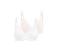 Bralette-BH PETITE FLEUR, Damen, Gr. 85, Cup C, rosa (2xweiß, 1xrosa), Jersey, Obermaterial: 75% Baumwolle, 15% Elasthan, 10% Polyester, BHs BH BH-Set Triangel-BH T-Shirt-BH Bügelloser-BH, ohne Bügel