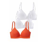 Bralette-BH PETITE FLEUR Gr. 70, Cup C, orange (2xweiß, 1xmanderine), Damen, Jersey, Obermaterial: 75% Baumwolle, 15% Elasthan, 10% Polyester, BHs Bralette Triangel-BH BH, ohne Bügel im Triangel-Schni