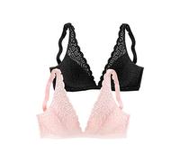 Bralette-BH PETITE FLEUR, Damen, Gr. 90, Cup C, rosa (puder, schwarz), Spitze, Obermaterial: 90% Polyamid, 10% Elasthan, BHs BH Spitzenwäsche BH-Set Spitzen-BH Triangel-BH Bralette, ohne Bügel aus Spi