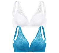 PETITE FLEUR Bralette-BH Damen rauchblau+weiß Gr.75A