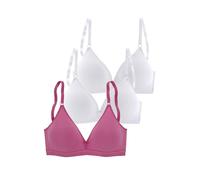 Bralette-BH PETITE FLEUR, Damen, Gr. 70, Cup AA, pink (pink, weiß, weiß), Jersey, Obermaterial: 75% Baumwolle, 15% Elasthan, 10% Polyester, Basic, BHs, ohne Bügel im Triangel-Form aus schöner Baumwoll