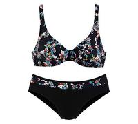 Bügel-Bikini, Damen, Gr. 38, Cup C, schwarz (schwarz, bedruckt), Polyamid, PETITE FLEUR BY LASCANA, floral, Bikini-Sets Bügel-Bikini, mit floralem Print (21131200-38) schwarz, bedruckt