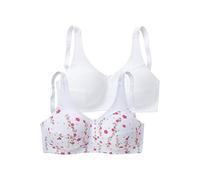 Entlastungs-BH PETITE FLEUR, Damen, Gr. 105, Cup E, weiß (bedruckt, weiß), Microtouch, Obermaterial: 70% Polyamid, 30% Elasthan, klassisch, BHs BH BH-Set Entlastungs-BH Mieder-BH Unterwäsche Bügellose