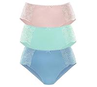 petite fleur Hüftslip, (3 St.), mit floraler Spitze seitlich 40/42, 3 St. bunt Damen Cotton made in Africa Hüftslip 40/42, 3 St. blau, rosa, mint