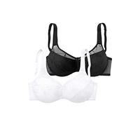 Minimizer-BH PETITE FLEUR, Damen, Gr. 90, Cup D, schwarz (schwarz, weiß), Spitze, Obermaterial: 90% Polyamid, 10% Elasthan, BHs Dekolleté-Former BH Minimizer-BH BH-Set Unterwäsche Bügel-BH, mit Bügel 