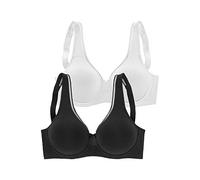 Minimizer-BH PETITE FLEUR, Damen, Gr. 95, Cup F, schwarz (schwarz, weiß), Jersey, Obermaterial: 95% Baumwolle, 5% Elasthan, Basic, BHs Minimizer-BH, aus Baumwolle mit nahtlosen Cups, Basic Dessous (24
