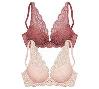 Push-up-BH PETITE FLEUR, Damen, Gr. 80, Cup B, rosa (rosenholz, rosé), Spitze, Obermaterial: 60% Polyamid, 35% Polyester, 5% Elasthan, BHs Push-up-BH, in High Apex Schnittform, Dessous (42820004-80) r
