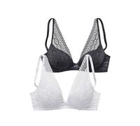 Push-up-BH, Damen, Gr. 80, Cup C, schwarz (schwarz, weiß), Microtouch, Obermaterial: 60% Polyamid, 35% Polyester, 5% Elasthan, PETITE FLEUR BY LASCANA, BHs Push-up-BH, in modischem High-Apex Schnitt (