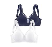 Soft-BH PETITE FLEUR Gr. 75, Cup D, blau (marine, weiß) Damen BHs ohne Bügel Bügel, mit dekorativer Zierkante (805812-75)