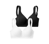 Soft-BH PETITE FLEUR, Damen, Gr. 75, Cup E, schwarz-weiß (weiß, schwarz), Jersey, Obermaterial: 90% Baumwolle, 10% Elasthan, BHs Soft-BH, ohne Bügel aus sanfter Baumwolle, Topseller (559866-75)