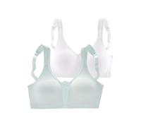 Soft-BH PETITE FLEUR, Damen, Gr. 95, Cup C, blau (hellblau, weiß), Jersey, Obermaterial: 90% Baumwolle, 5% Elasthan, 5% Polyamid, BHs Soft-BH, ohne Bügel mit Spitzen-Details (77336467-95) hellblau, we