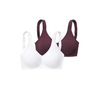Soft-BH PETITE FLEUR, Damen, Gr. 95, Cup C, rot (bordeaux, weiß), Trikot, Obermaterial: 95% Baumwolle, 5% Elasthan, BHs Soft-BH, ohne Bügel, Baumwolle, Topseller (98644449-95) bordeaux, weiß