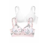 Soft-BH PETITE FLEUR, Damen, Gr. 75, Cup D, rosa (rosé, bedruckt, weiß), Jersey, Obermaterial: 90% Baumwolle, 10% Elasthan, BHs Soft-BH, ohne Bügel aus sanfter Baumwolle (830983-75) rosé, bedruckt, we
