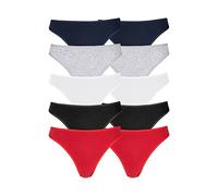 String PETITE FLEUR Gr. 36/38, bunt (rot, schwarz, weiß, grau, meliert, navy) Damen Unterhosen (95528335-36) rot, schwarz, weiß, grau, meliert, navy