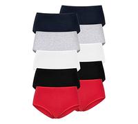 Taillenslip, Damen, Gr. 40/42, bunt (rot, schwarz, weiß, grau, meliert, navy), Single Jersey, Obermaterial: 95% Baumwolle, 5% Elasthan, PETITE FLEUR BY LASCANA, unifarben, körpernah, Unterhosen Taille