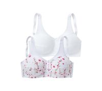 Entlastungs-BH PETITE FLEUR, Damen, Gr. 90, Cup F, weiß (bedruckt, weiß), Microtouch, Obermaterial: 70% Polyamid, 30% Elasthan, BHs BH BH-Set Unterwäsche Entlastungs-BH Mieder-BH Bügelloser-BH, ohne B