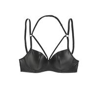 Schalen-BH "BH mit Bügel in Leder-Optik (Kunstleder), als Set kombinierbar", Damen, Gr. 70, Cup D, schwarz, Lederoptik (PU beschichtet), Obermaterial: 80% Polyester, 12% Polyamid, 8% Elasthan. Beschic