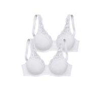 Minimizer-BH PETITE FLEUR, Damen, Gr. 80, Cup E, weiß (2x weiß), Jersey, Obermaterial: 75% Baumwolle, 18% Polyamid, 7% Elasthan, BHs Minimizer-BH, mit Bügel aus weicher Baumwollqualität und Spitze (69