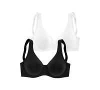 Minimizer-BH PETITE FLEUR, Damen, Gr. 90, Cup D, schwarz (schwarz, weiß), Jersey, Obermaterial: 90% Baumwolle, 10% Elasthan, BHs Minimizer-BH, mit Bügel aus Baumwolle (486101-90) schwarz, weiß