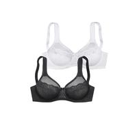 Minimizer-BH PETITE FLEUR Gr. 90, Cup E, schwarz (schwarz, weiß) Damen BHs Bügel-BHs im attraktiven Doppelpack (75867126-90)