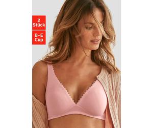 petite fleur Packung, 2 stück, ohne Bügel in High-Apex-Schnittform mit Zierborte, bequemer BH (84126758-75) rosé, weiß