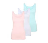 Achselhemd PETITE FLEUR Gr. 50, N-Gr, bunt (blau, rosé, mint) Damen Unterhemden aus reiner Baumwolle, Tanktop, Unterziehshirt (611297-50)