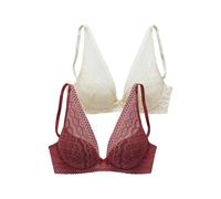 Push-up-BH PETITE FLEUR, Damen, Gr. 80, Cup D, braun (haselnuss, puder), Microtouch, Obermaterial: 60% Polyamid, 35% Polyester, 5% Elasthan, BHs Push-up-BH, in modischem High-Apex Schnitt (71930741-80