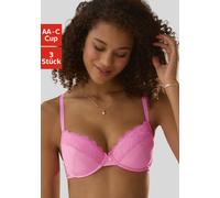 PETITE FLEUR Push-up-BH Damen pink+schwarz+weiß Gr.70C