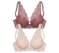 Push-up-BH PETITE FLEUR, Damen, Gr. 90, Cup A, rosa (rosenholz, rosé), Spitze, Obermaterial: 60% Polyamid, 35% Polyester, 5% Elasthan, BHs Push-up-BH, in High Apex Schnittform, Dessous (71133337-90) r