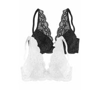 Push-up-BH 225, Damen, Gr. 90, Cup D, schwarz-weiß (weiß, schwarz), Spitze, Obermaterial: 60% Polyamid, 35% Polyester, 5% Elasthan, BHs Push-up-BH, in High Apex Schnittform, Dessous (68627756-90) weiß